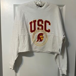 USC Women’s M White Cropped L/S tee